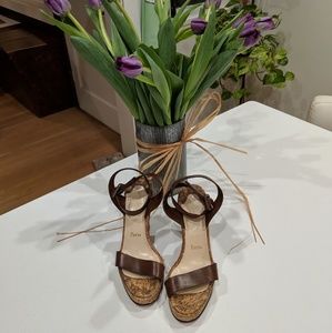 Restored Louboutin cork wedges - dark brown